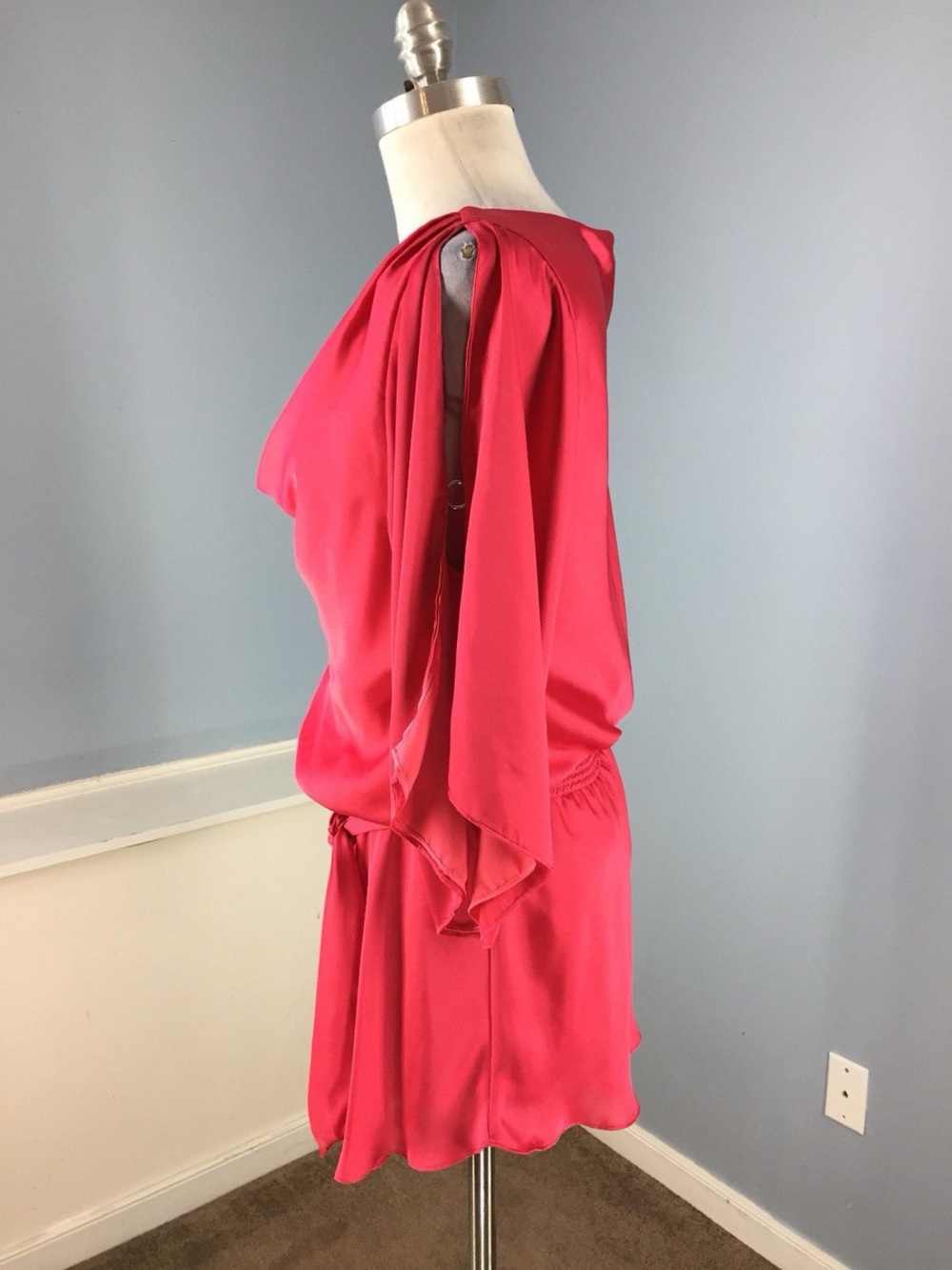 White House Black Market Red One-Shoulder Satin Dress - Picture 9 of 13